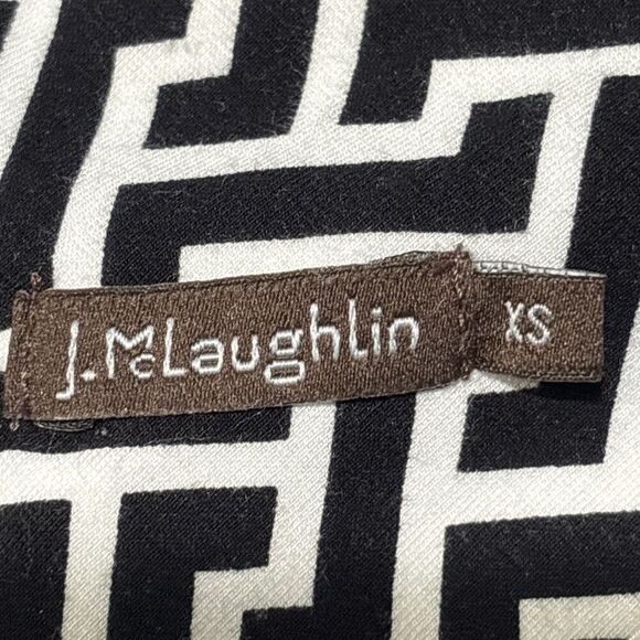 J. McLaughlin Black White Geometric Trapeze Short Sleeve Dress Size XS Pockets - Picture 15 of 16